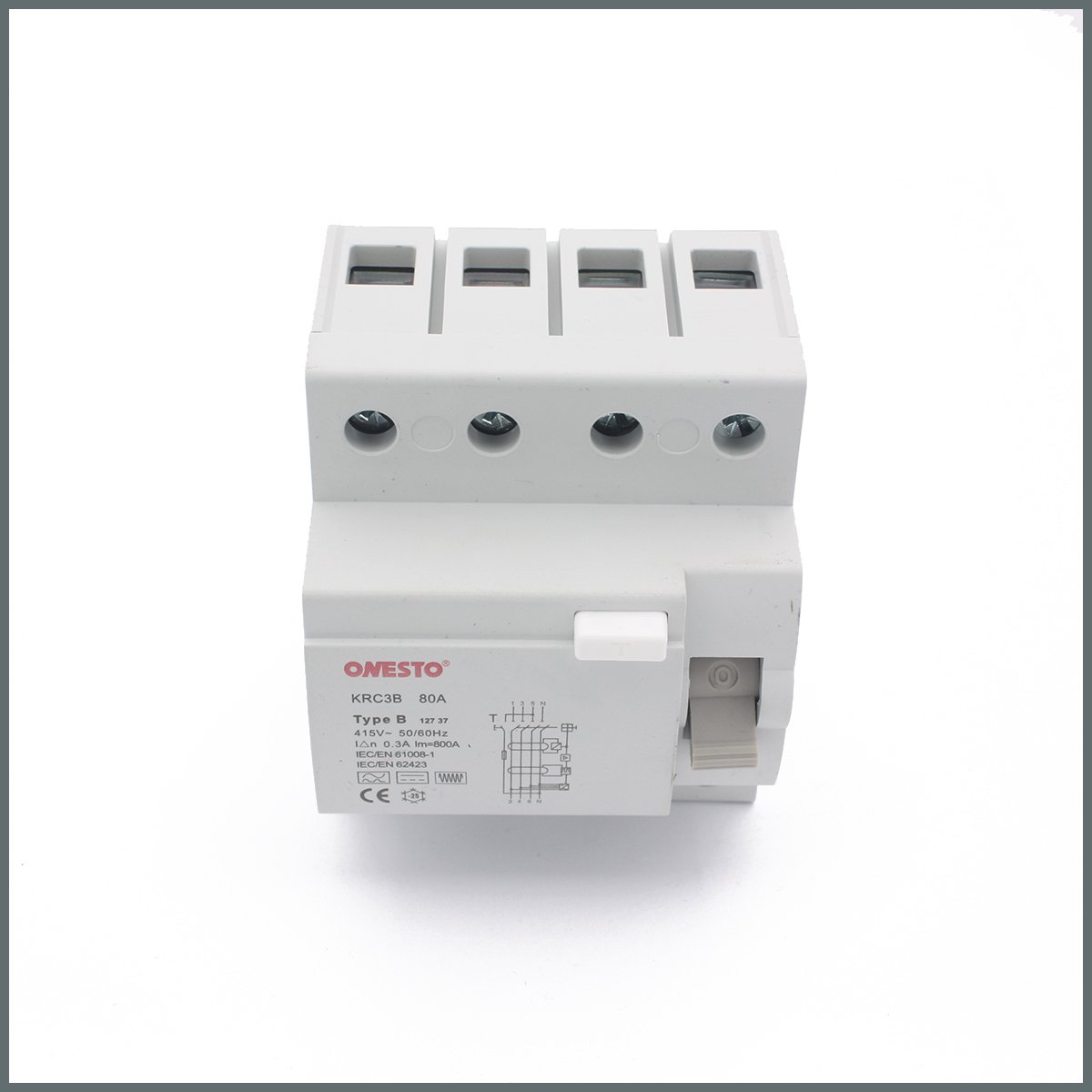 300mAOnesto 80A B Tipi RCCB (3P+N) 300mA Scc:6kA 