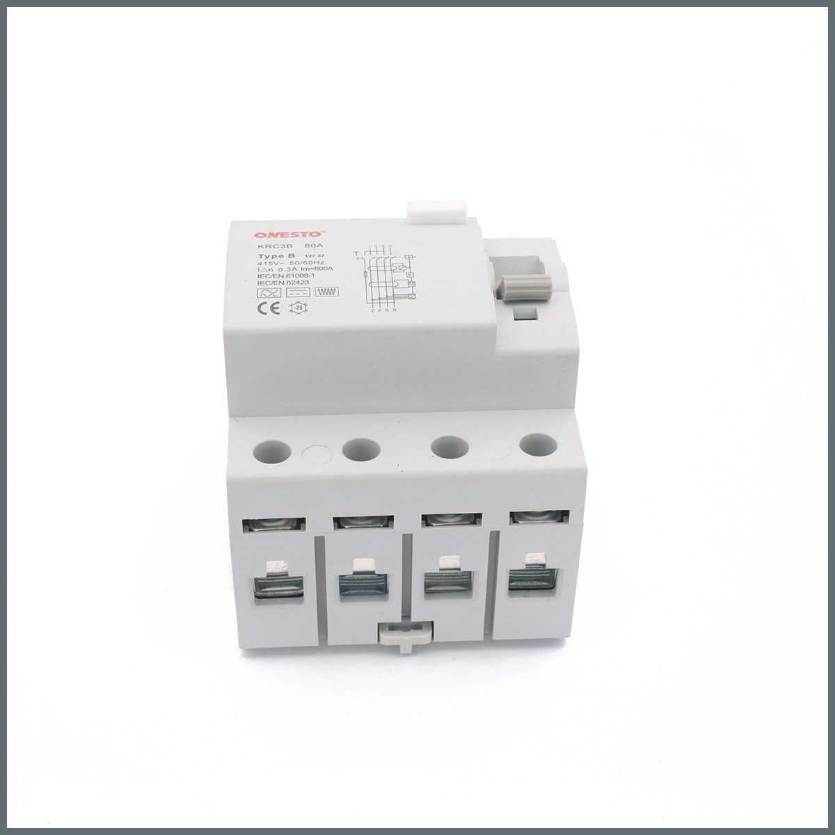 300mAOnesto 80A B Tipi RCCB (3P+N) 300mA Scc:6kA 