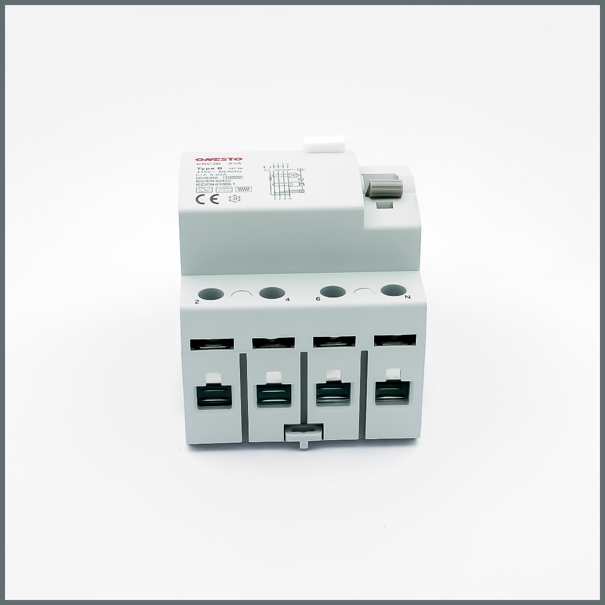 63A B Tipi RCCB (3P+N) 30mA Scc:6kA 