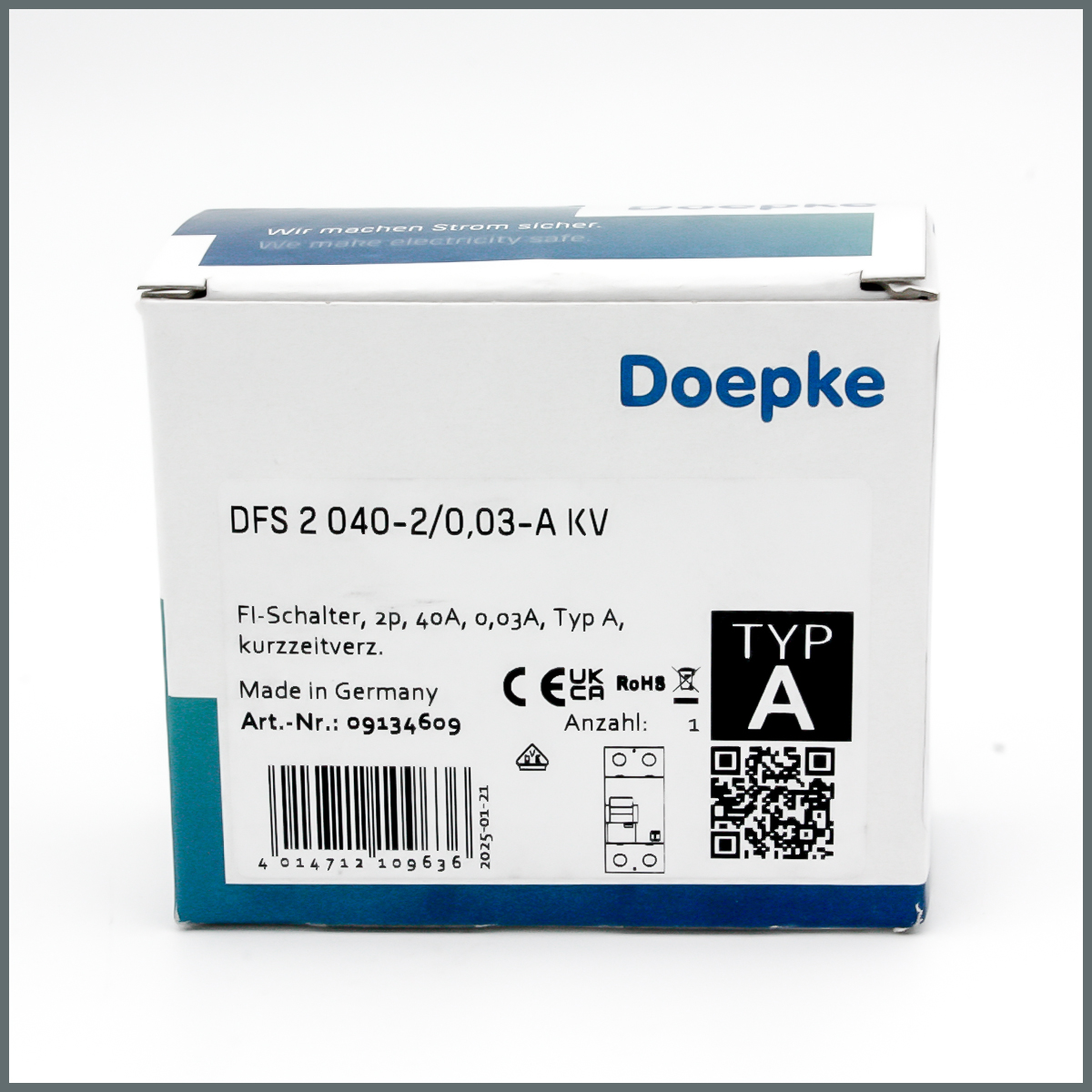 Doepke 2x40A RCCB 30mA (A Tipi Kaçak Akım Rölesi)  (KV:Darbe akım)