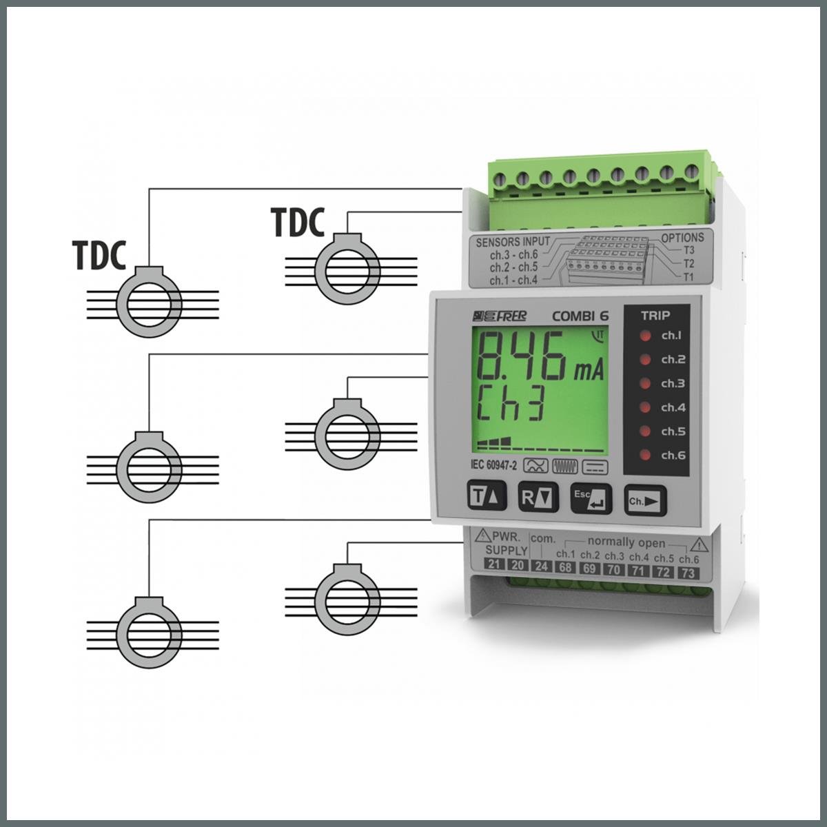 Frer F Tipi, A Tipi Kaçak Akım Rölesi 6 Kanal 80-260Vac/dc 30mA-30A. 3Modül
