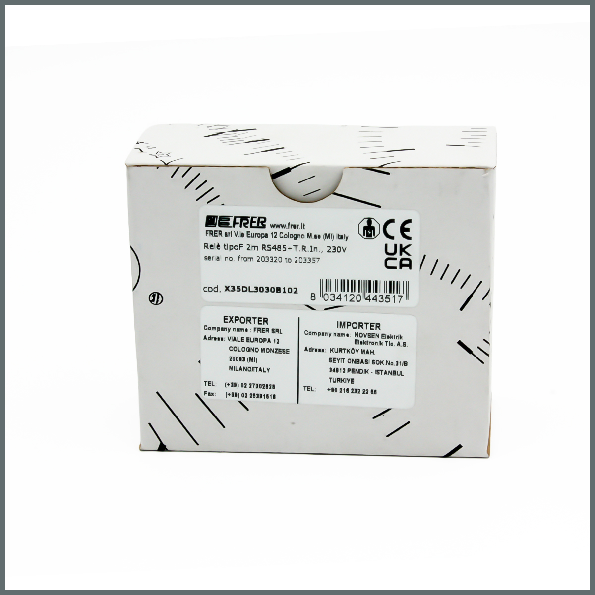 Frer F Tipi Kaçak Akım Rölesi T-R / RS485 Modbus 230 VAC / 30mA--30A 2Modül / Ray Tipi