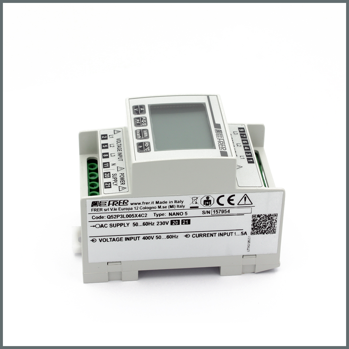 Frer NANO Enerji Analizörü Giriş:1-5A, 400V,