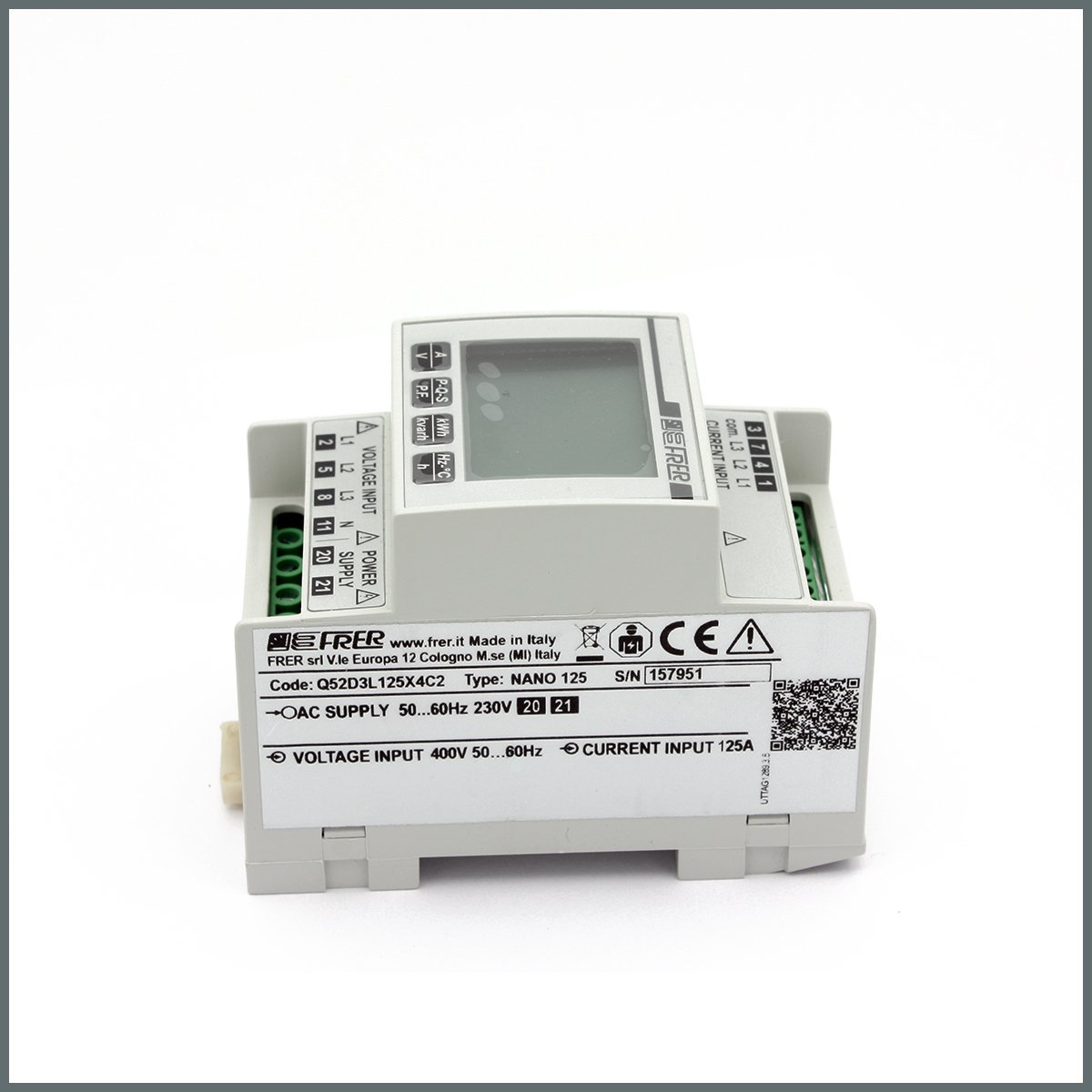 Frer NANO Enerji Analizörü Giriş:125A AT dahil, 400V