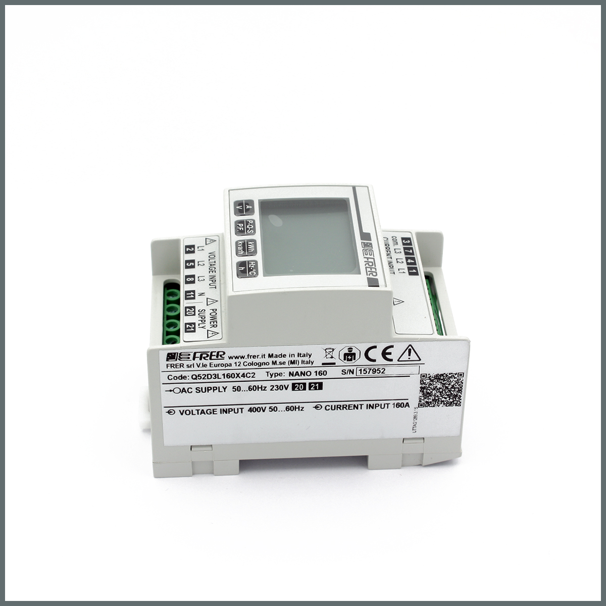 Frer NANO Enerji Analizörü Giriş:160A AT dahil, 400V