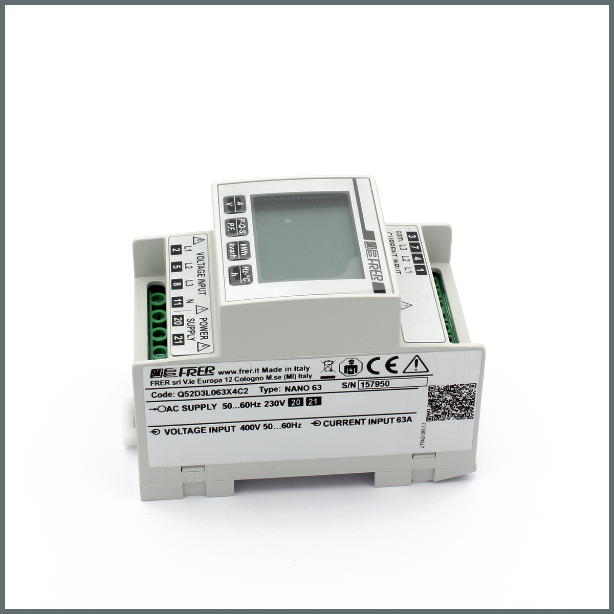 Frer NANO Enerji Analizörü Giriş:63A AT dahil, 400V