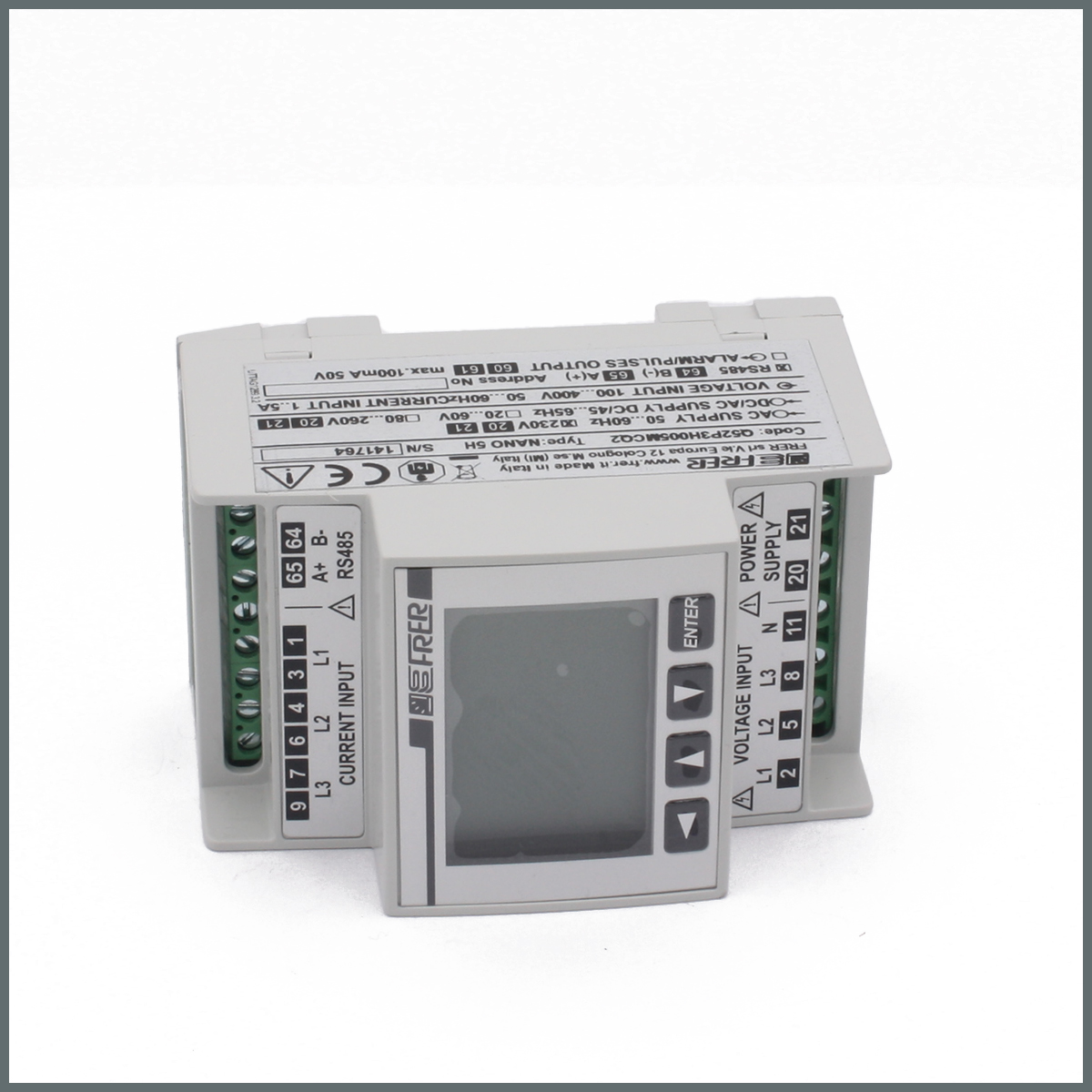 Frer NANO5H Enerji Analizörü Giriş:1-5A, 100-400V, RS485 Modbus