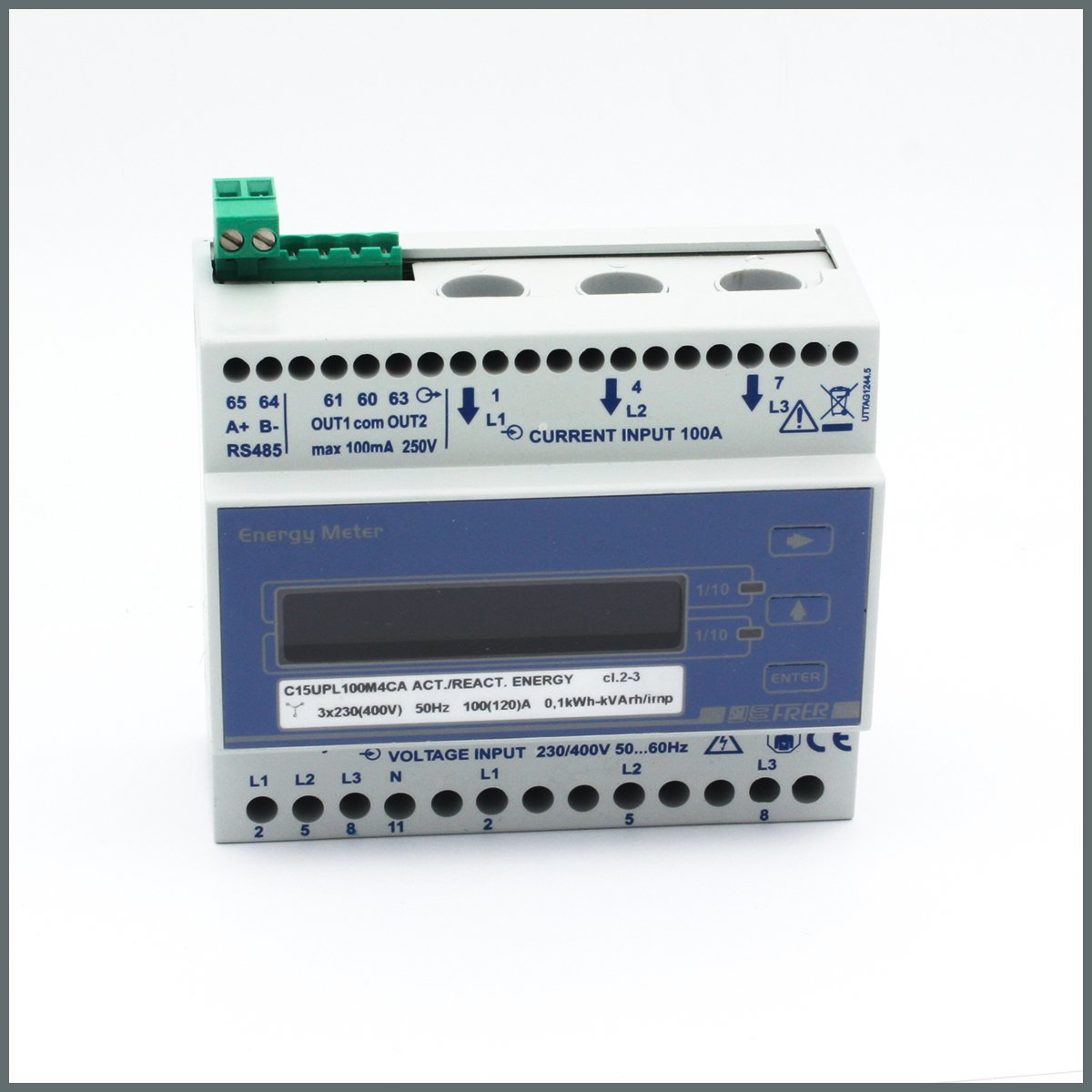 Frer Prog. Enerji Ölçer (Aktif-Reaktif) 3Fazlı - 100A/400V - RS485 Modbus 