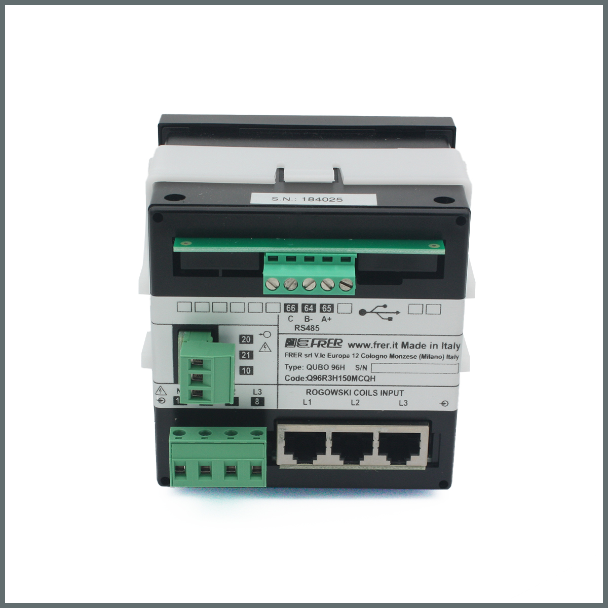 Frer Rogowski bobinli Şebeke Analizörü QUBO96H RS485, 80-260Vac/dc