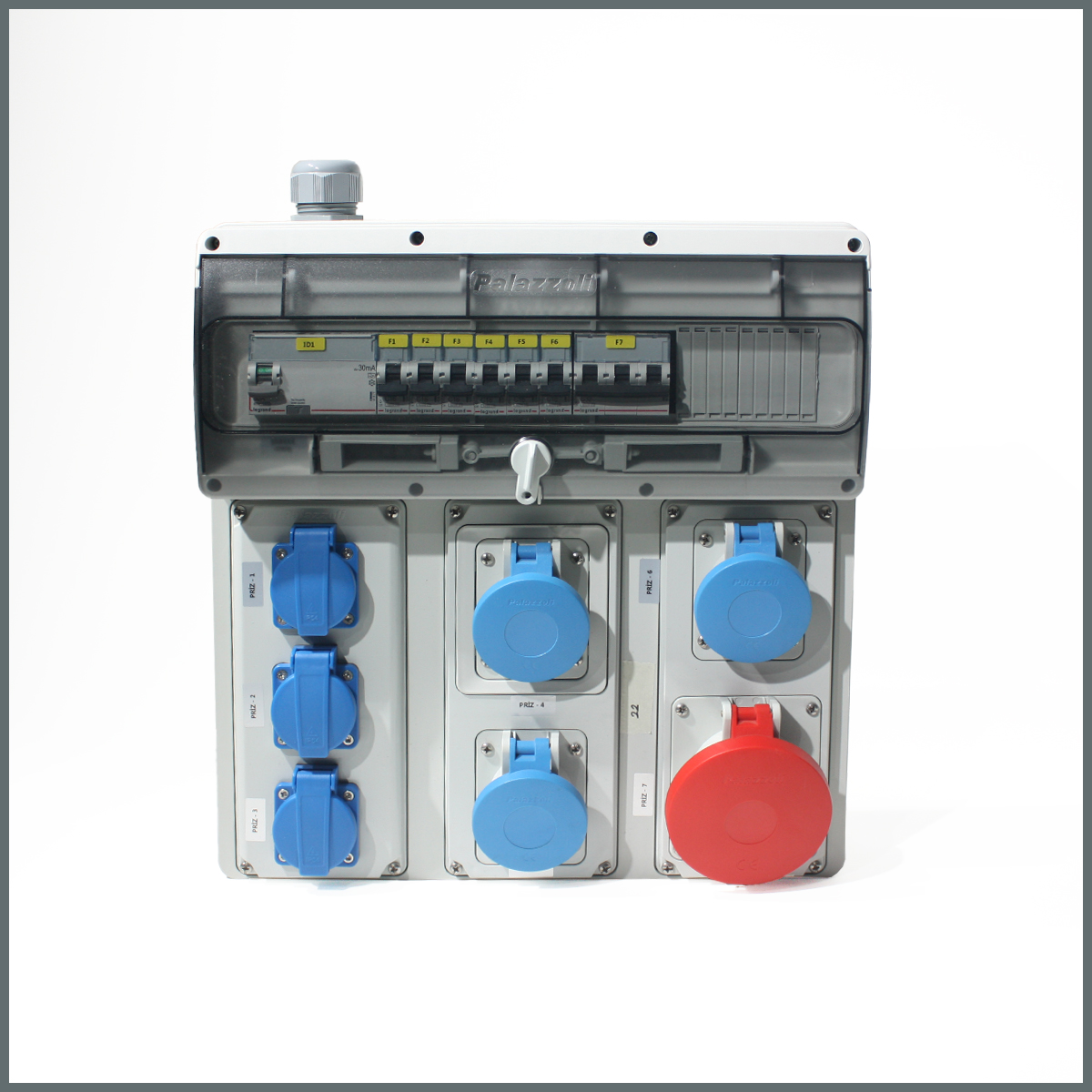 IP44 Kombinasyon Panosu 3ad. 3x16, 1ad. 5x32, 3ad. Schuko Priz