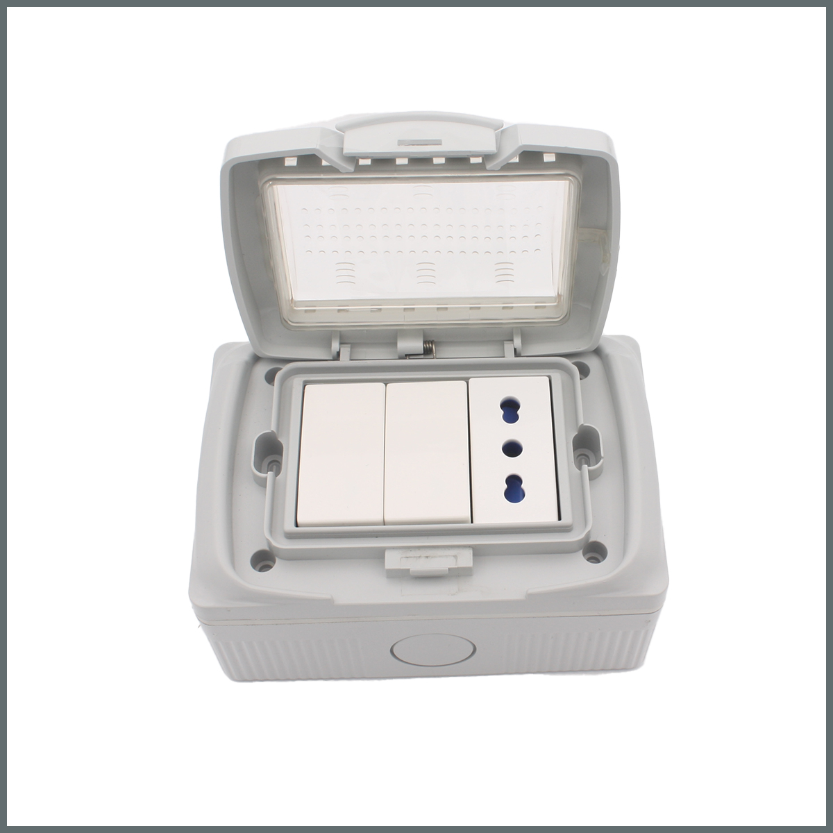 IP55 Su Geçirmez Sıva Üstü 2xKomütatör + USB 2.1A 