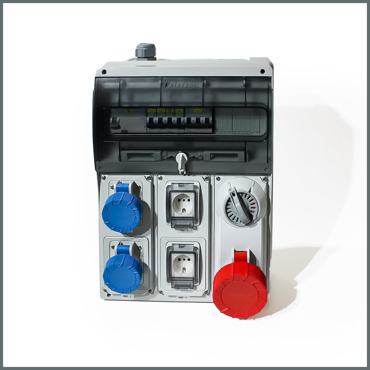 IP66 Kombinasyon Panosu 2 ad.3x16A Schuko Priz  1 ad. 5x32A Kilitli Priz 2 ad. 3x16A Panel Tipi Priz  