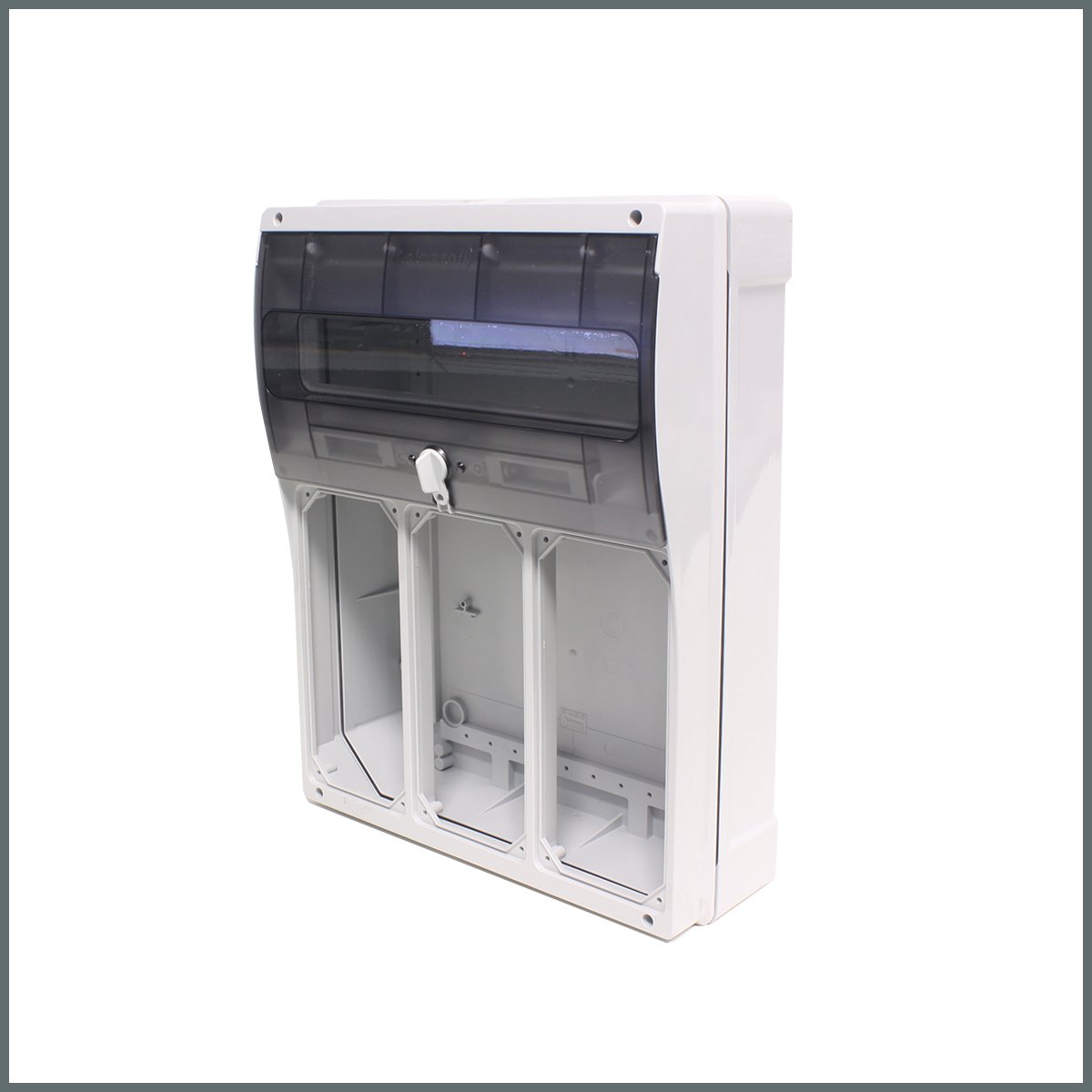 Kilitli Prizler (Dikey)Palazzoli TopTER Dağıtım Panosu (IP66) 16 Modül 3 Kilitli Priz için / Şeffaf Penc. (Dikey)