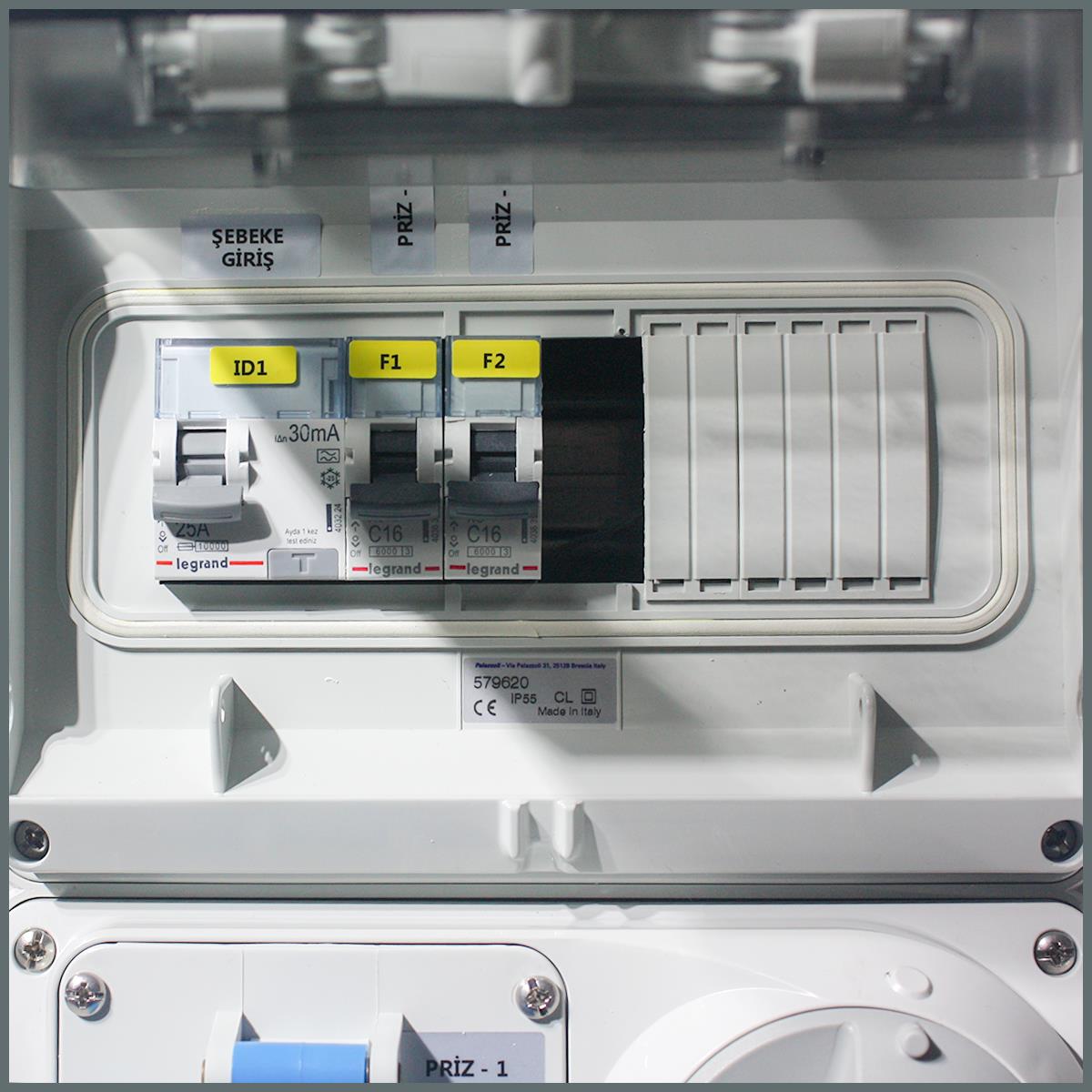 Palazzoli IP55 Şeffaf  Kombinasyon Panosu 2 Adet 3x16A Kilitli Priz