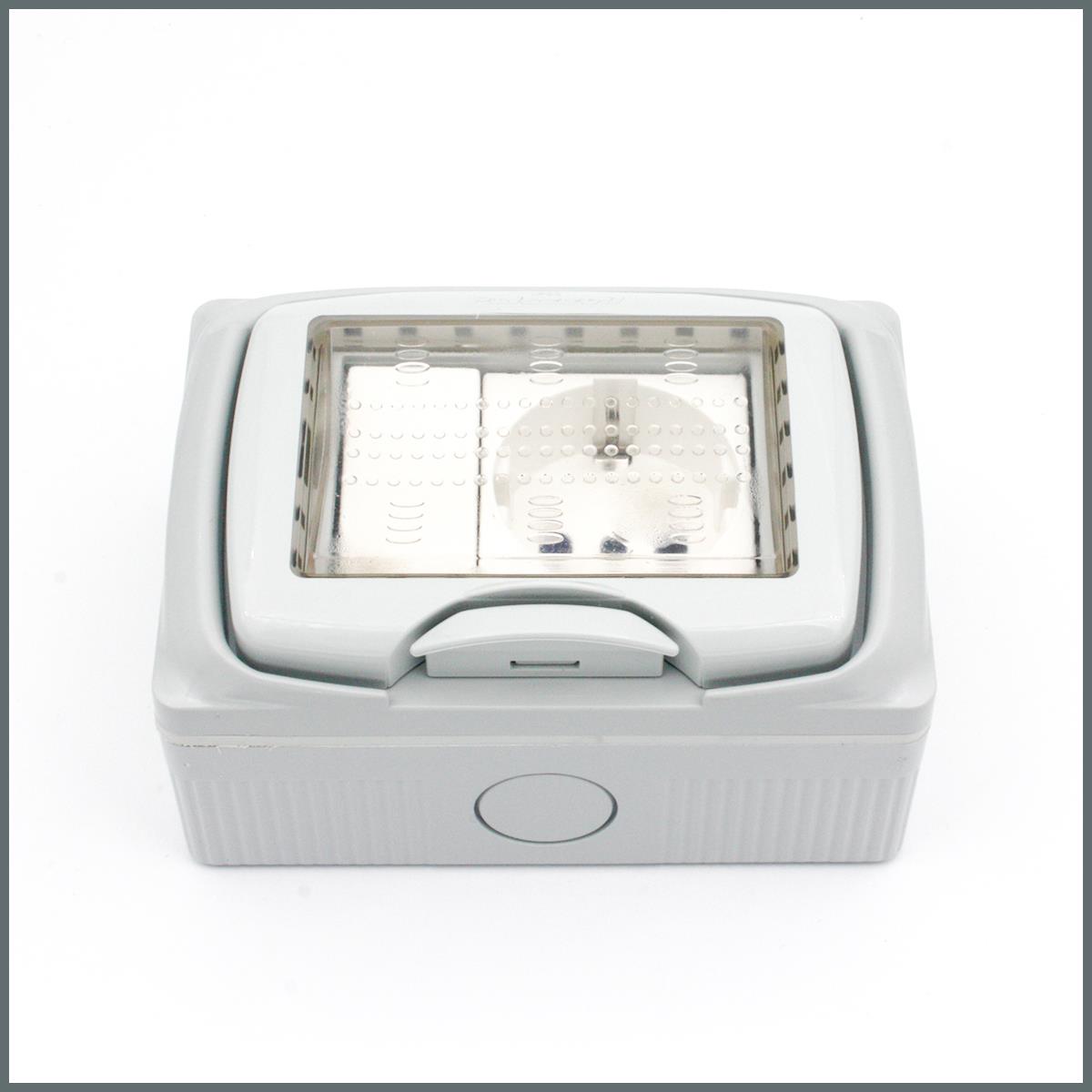 Palazzoli IP55 Su Geçirmez Sıva Üstü Dış ortam Komütatör + T.Priz