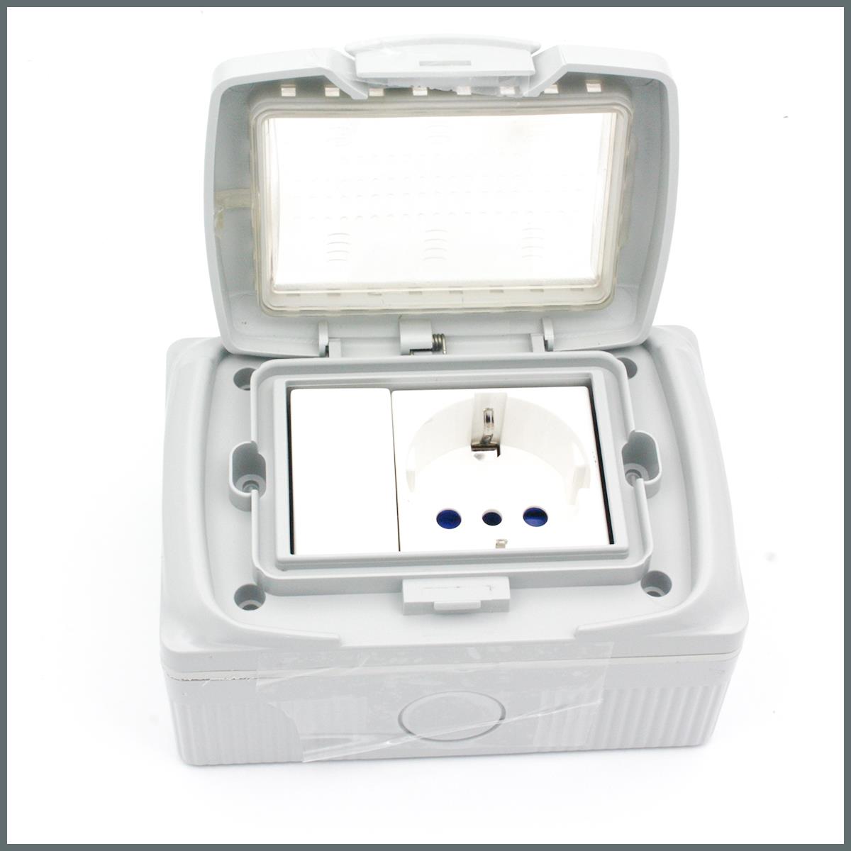 Palazzoli IP55 Su Geçirmez Sıva Üstü Dış ortam Komütatör + T.Priz