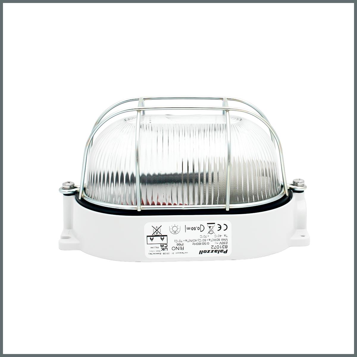 Palazzoli Oval Aramatür RINO Serisi 60W IP65 Çelik Kafes Alüm Cam Dif 199x112mm