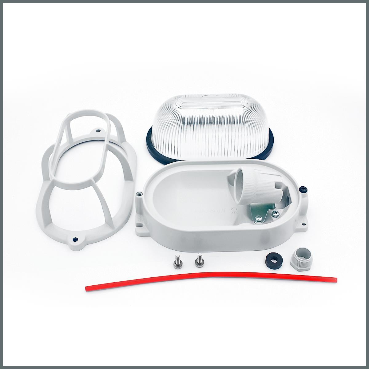 Palazzoli RINO Serisi 60W Oval Arm. IP66 Al. Kafesli Al. Gövde / Cam Dif. / 199x112mm / 1 Giriş