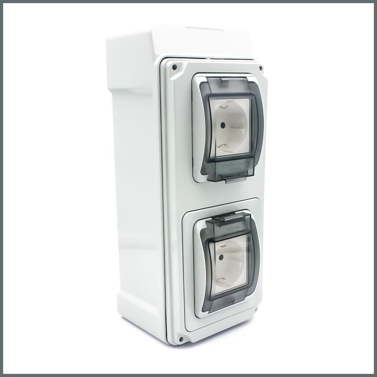 Palazzoli Su Geçirmez IP66 Sıva Üstü 2li Dış Ortam Topraklı Priz