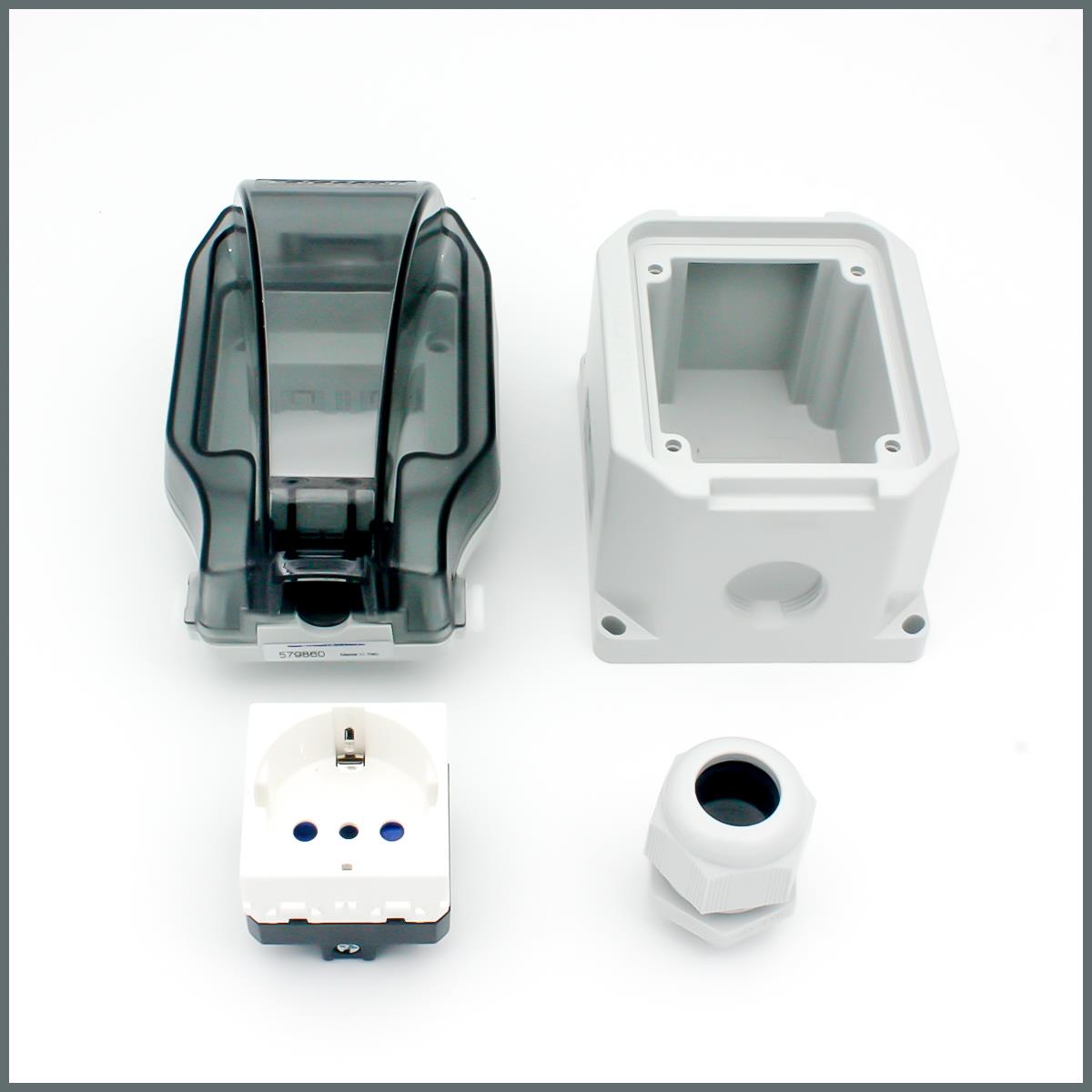 Palazzoli Su Geçirmez IP66 Sıva Üstü  Kutulu Dış Ortam Prizi (Bahçe, Garaj)