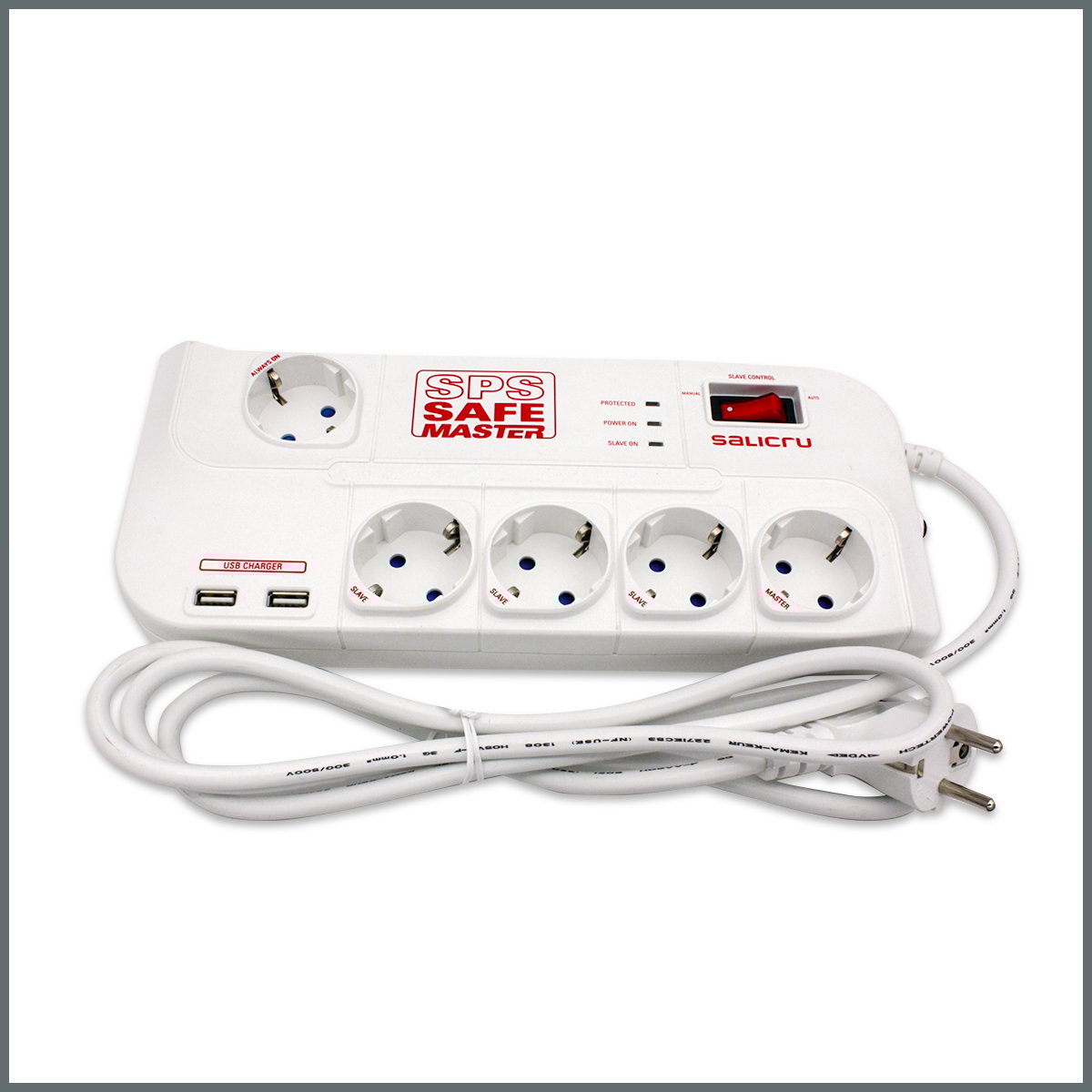 Salicru USB'li Akım Korumalı Priz 5'li EMI/RFI Filitreli