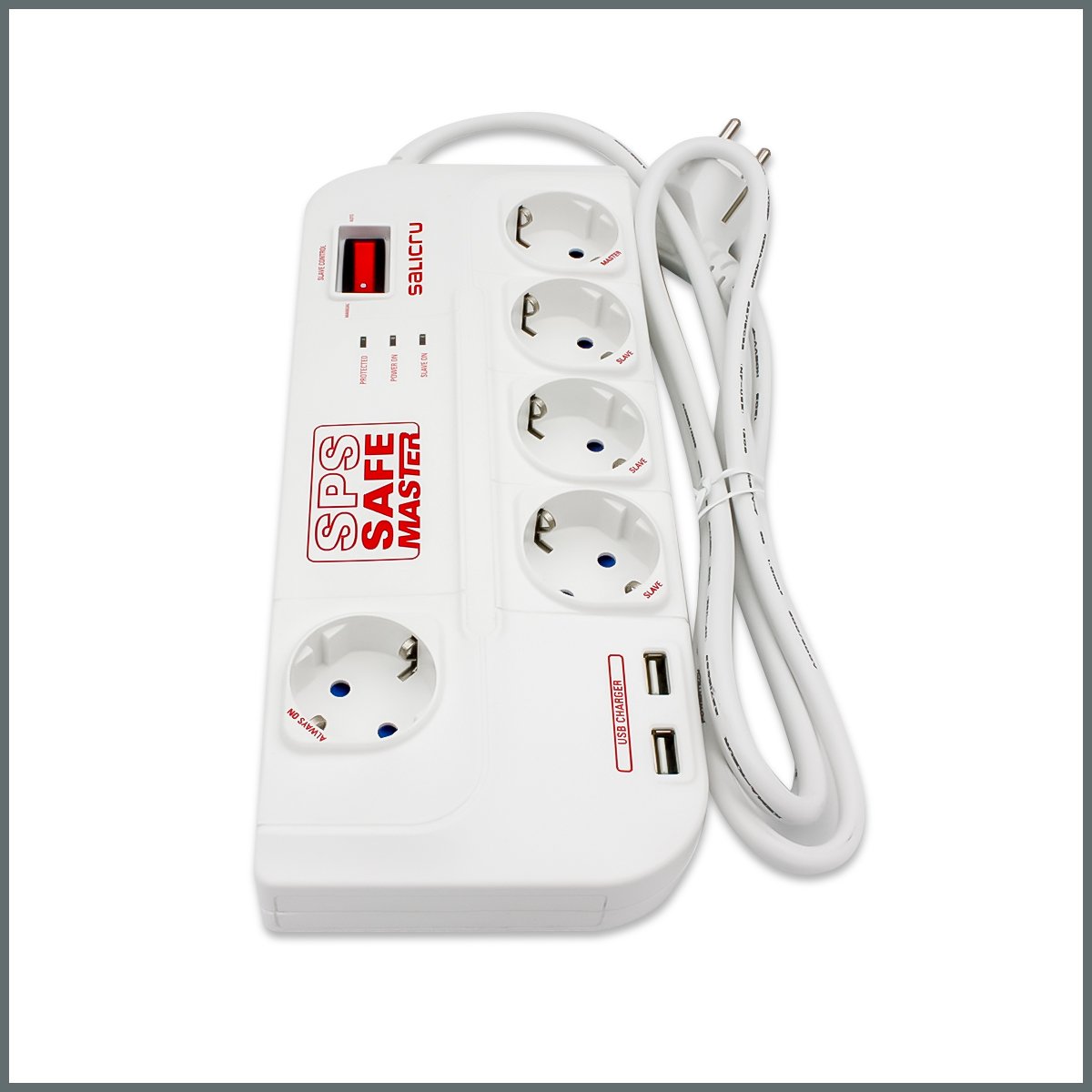 Salicru USB'li Akım Korumalı Priz 5'li EMI/RFI Filitreli