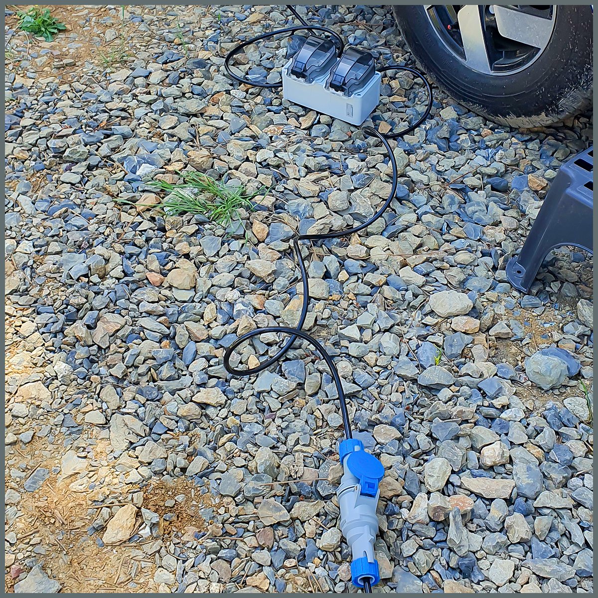 Tekne ve Karavan Besleme öncesi Ara Priz 2'li IP66 1m. PUR Kablolu