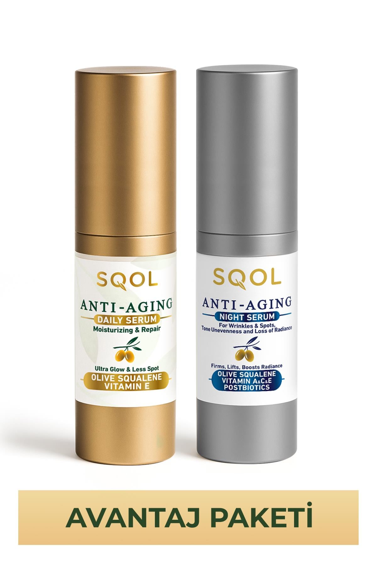 2'li SQOL SERUM SETİ- GÜNLÜK SERUM 30ml + GECE SERUMU  30ml