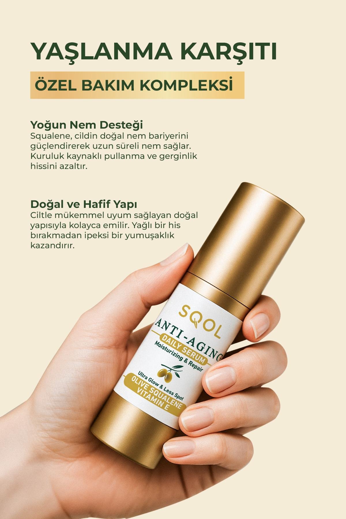 SQOL Yaşlanma Karşıtı Günlük Serum-AntiAging Daily Serum Skualen (Squalene) 30 ml
