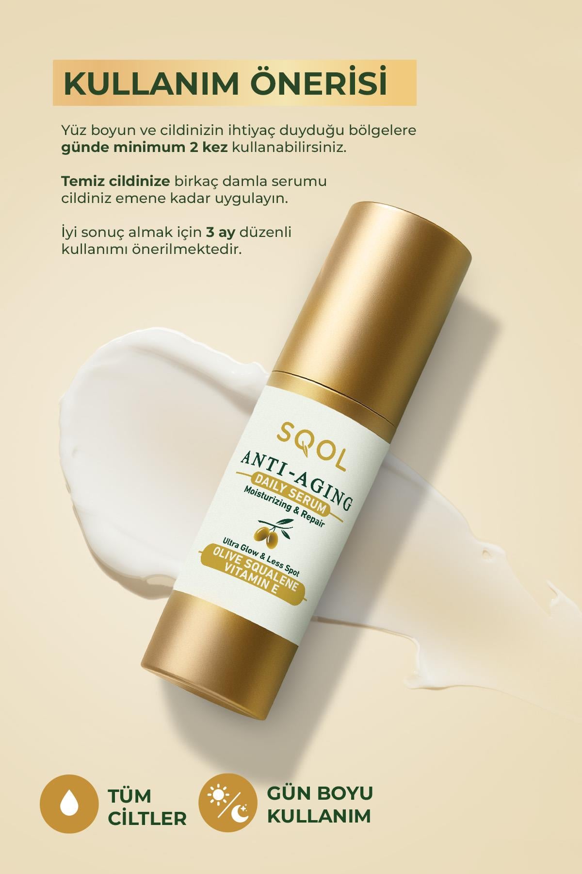 SQOL Yaşlanma Karşıtı Günlük Serum-AntiAging Daily Serum Skualen (Squalene) 30 ml
