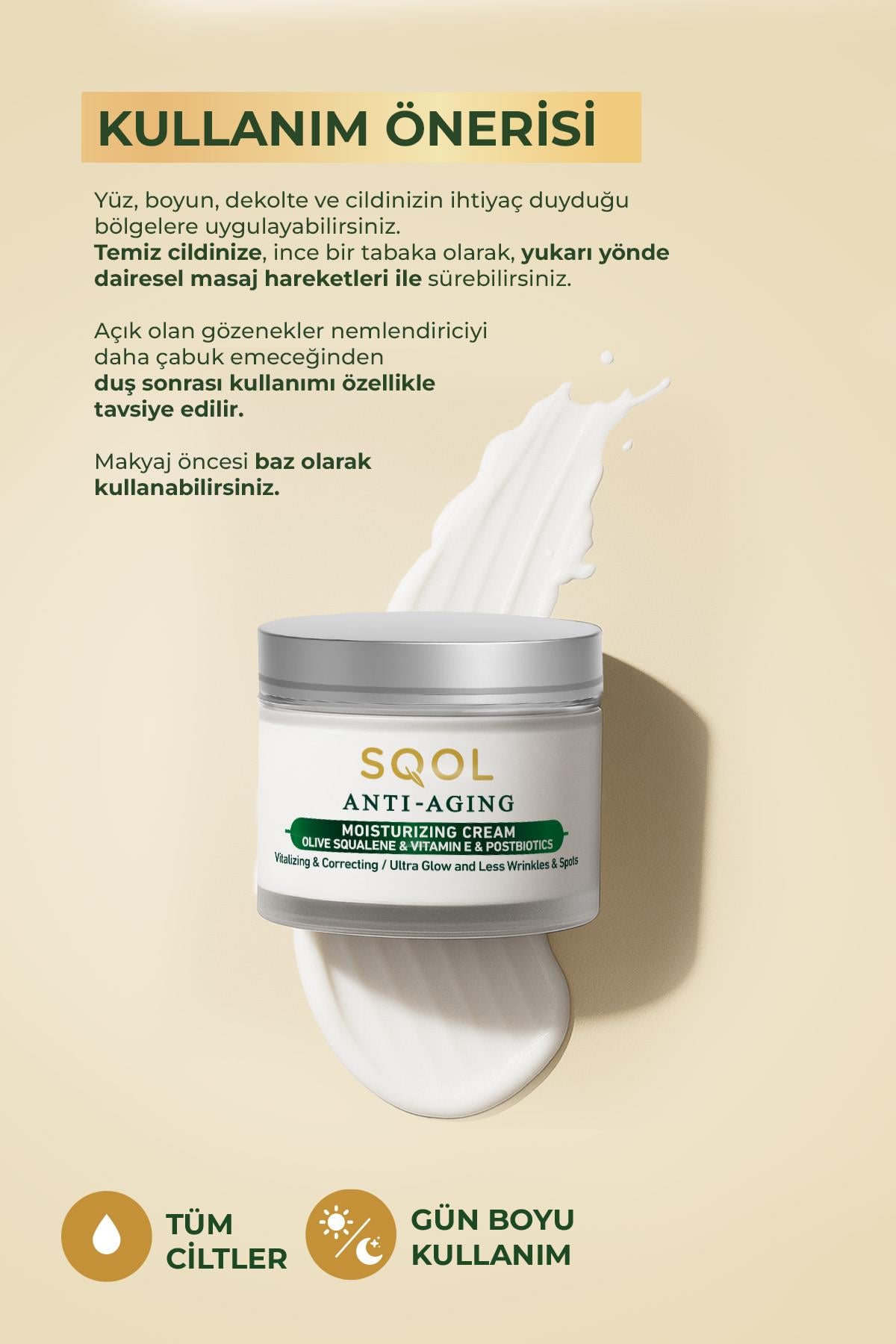 SQOL Yaşlanma Karşıtı Nemlendirici Krem- AntiAging Moisturizing Cream (Squalene) 30 ml