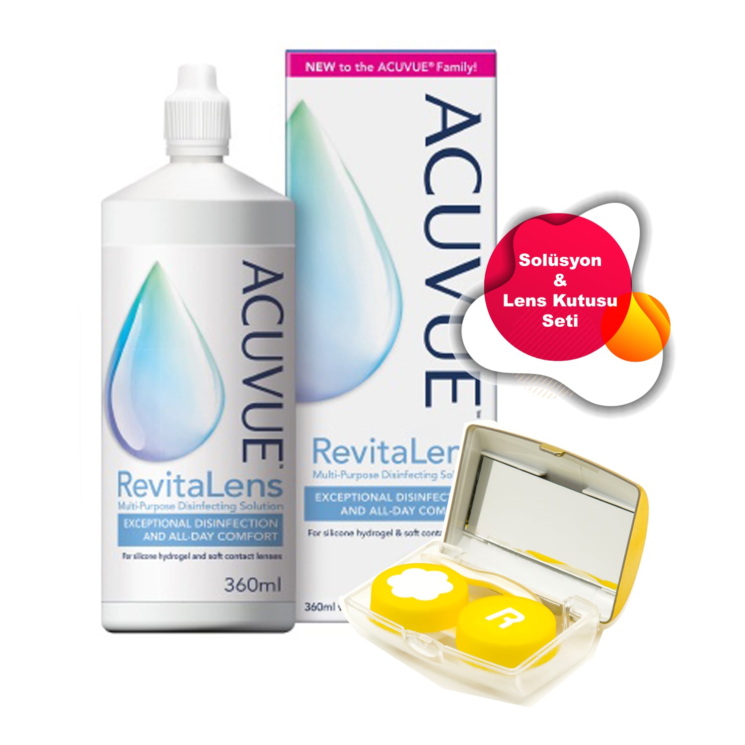 Acuvue 360 ML Kontakt Lens Solüsyonu & Sarı Lens Kutusu Seti