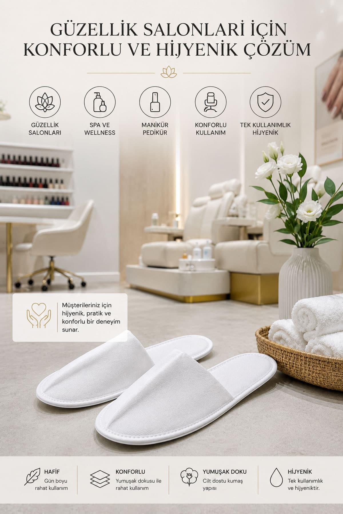 10 Çift Tek Kullanımlık Otel Spa Terlik Seti Tabansız Tela 