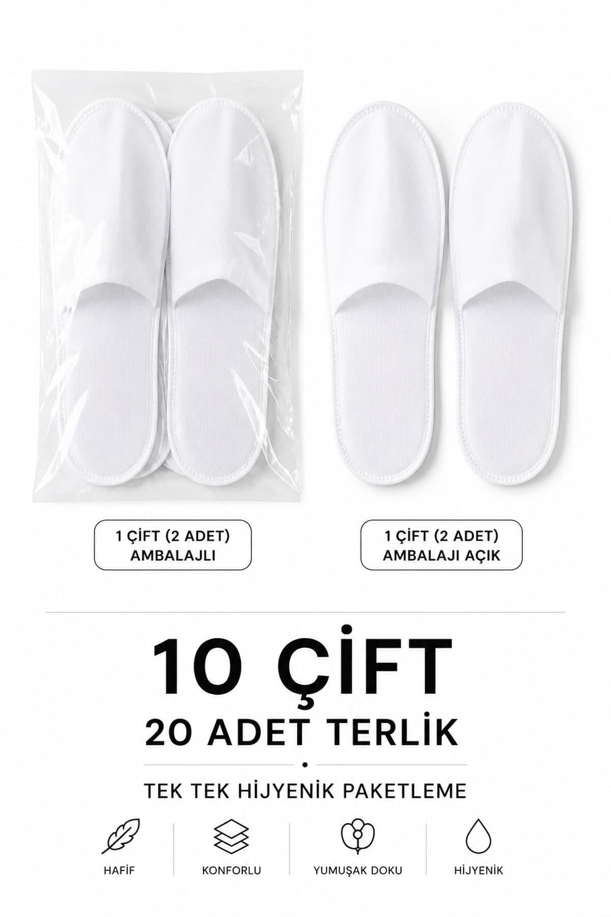 10 Çift Tek Kullanımlık Otel Spa Terlik Seti Tabansız Tela 