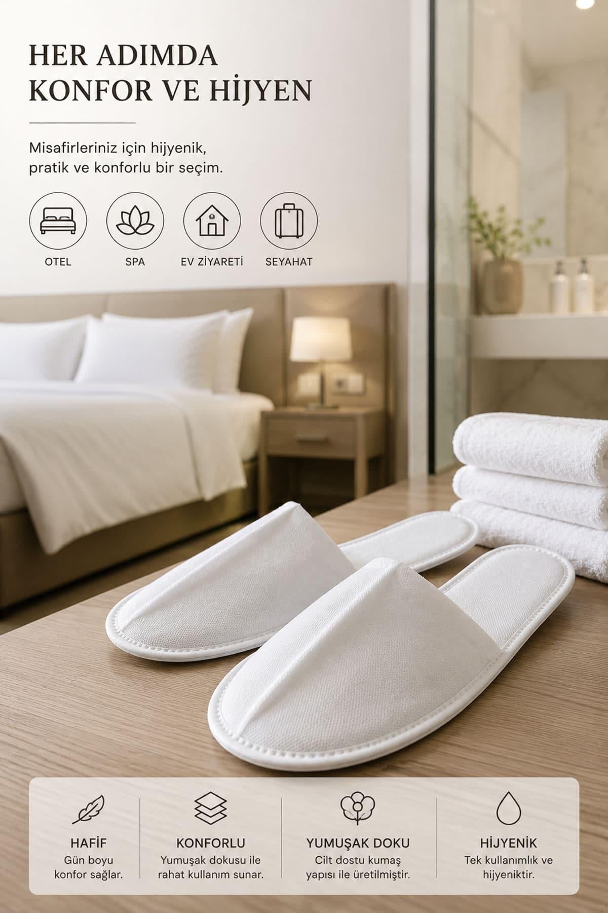 10 Çift Tek Kullanımlık Otel Spa Terlik Seti Tabansız Tela 