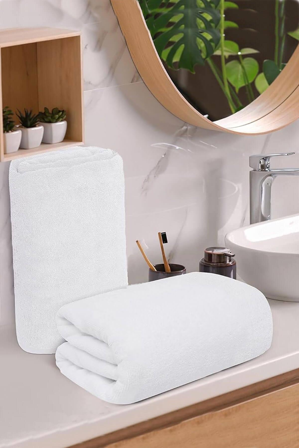 10 lu El Yüz Otel Havlusu 50x90 Cm Beyaz 20/2 Ring 300 Gr