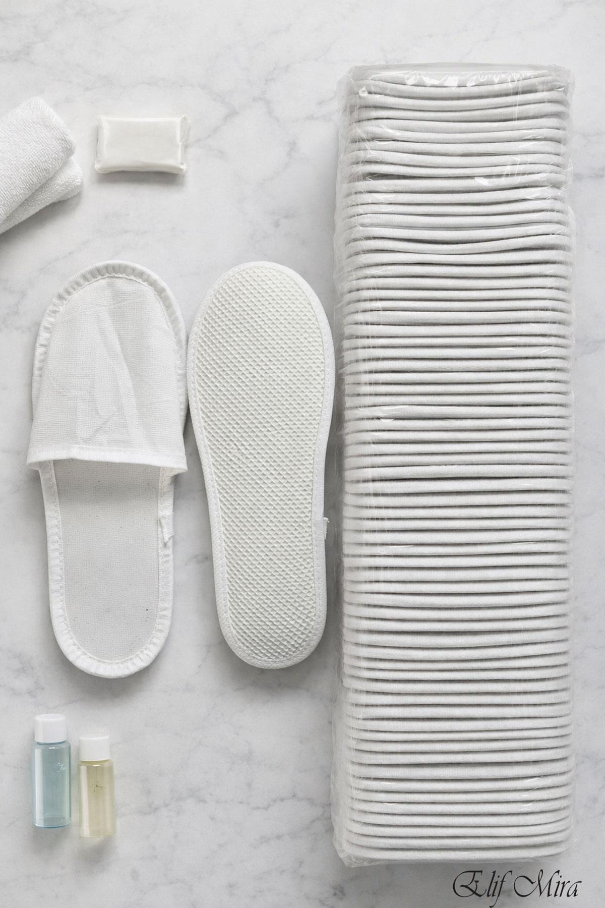 100 Çift Kaydırmaz Tabanlı Tek Kullanımlık Otel Spa Terlik Seti