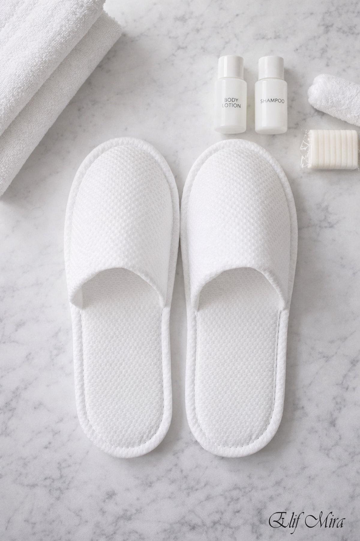 100 Çift Noktalı Kaydırmaz Taban Tek Kullanımlık Otel SPA Terlik