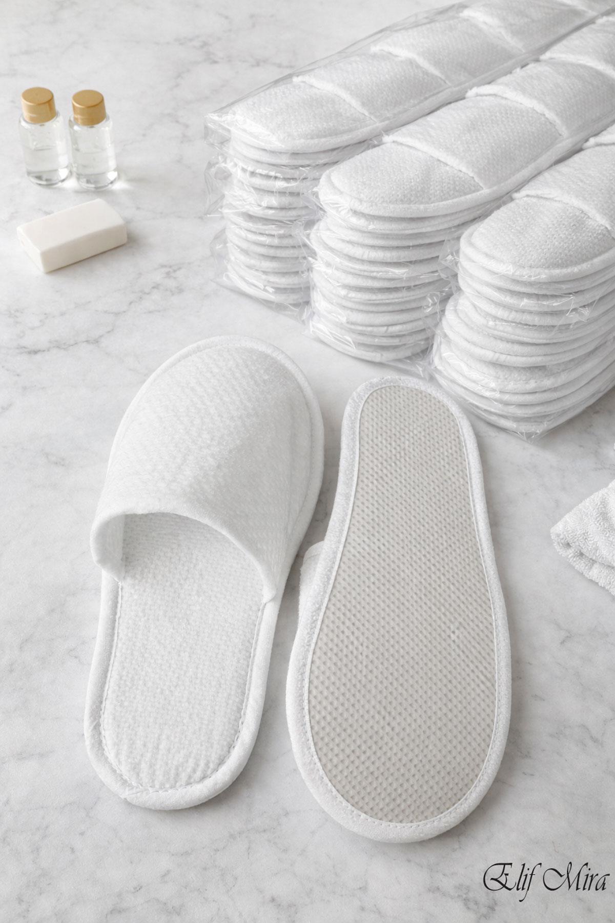 100 Çift Noktalı Kaydırmaz Taban Tek Kullanımlık Otel SPA Terlik