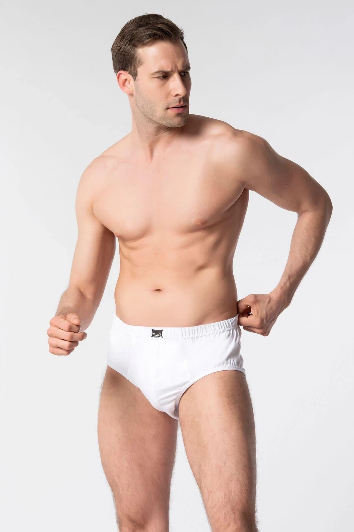 12 li Tutku Pamuklu Erkek Slip Külot  Don Beyaz 0109