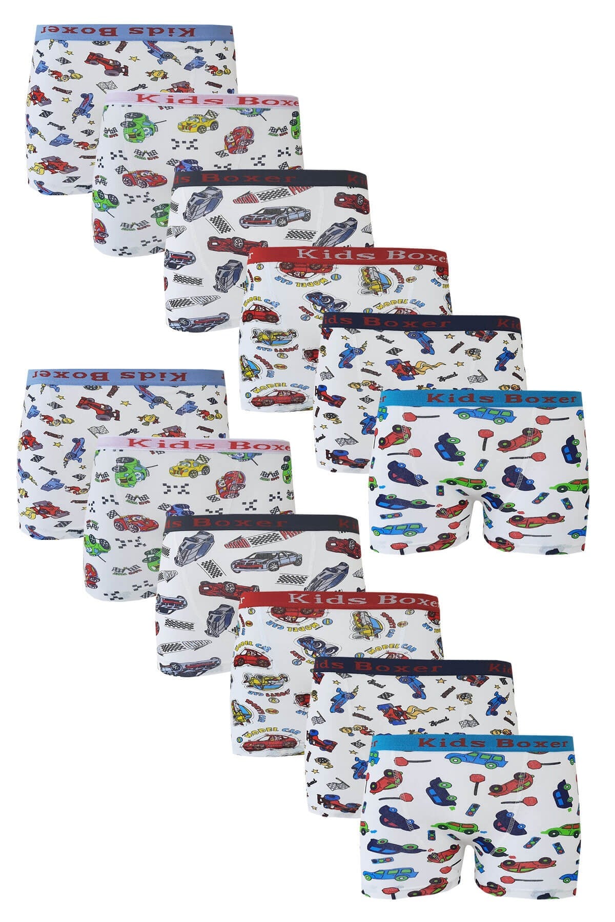 12li Erkek Çocuk Boxer Renkli Empirme Baskılı Happykids