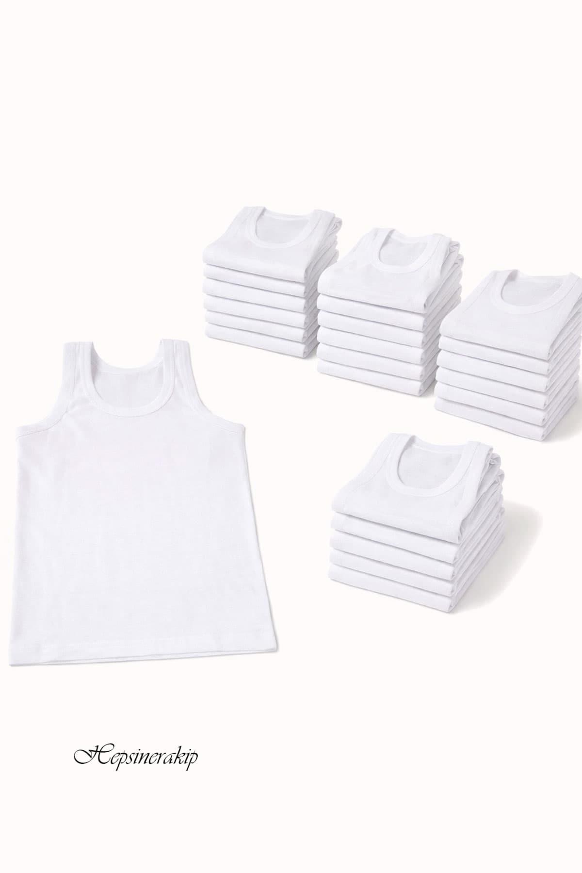 12lı Erkek Çocuk Klasik Askılı Pamuklu Penye Atlet Ekonomik Fanila