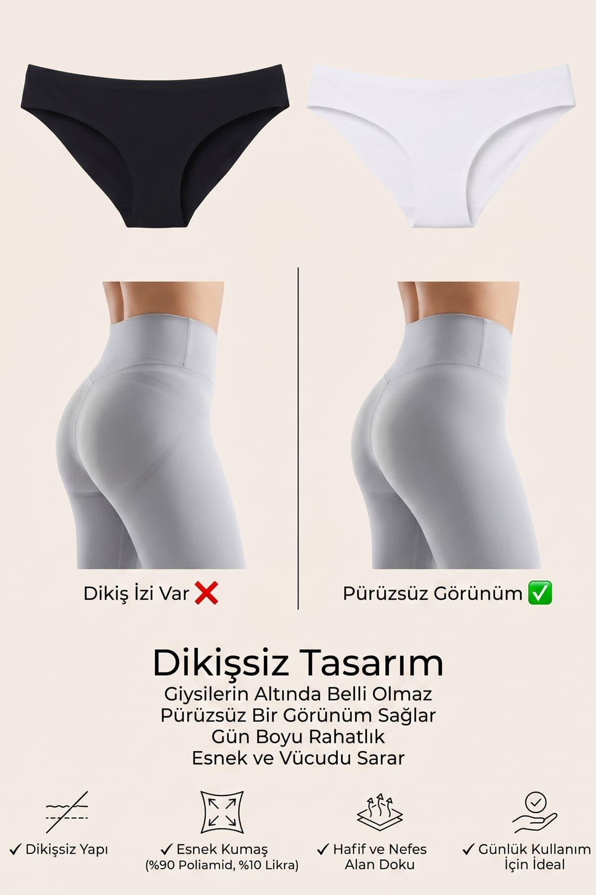 2li Kadın İz Yapmaz Bikini Dikişsiz Külot Esnek Rahat Ekonomik