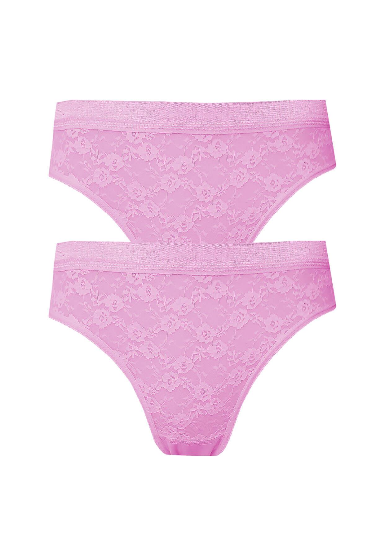 2li Kadın Önü Dantelli Bikini Parlak Lastik Ekonomik Yumuşak