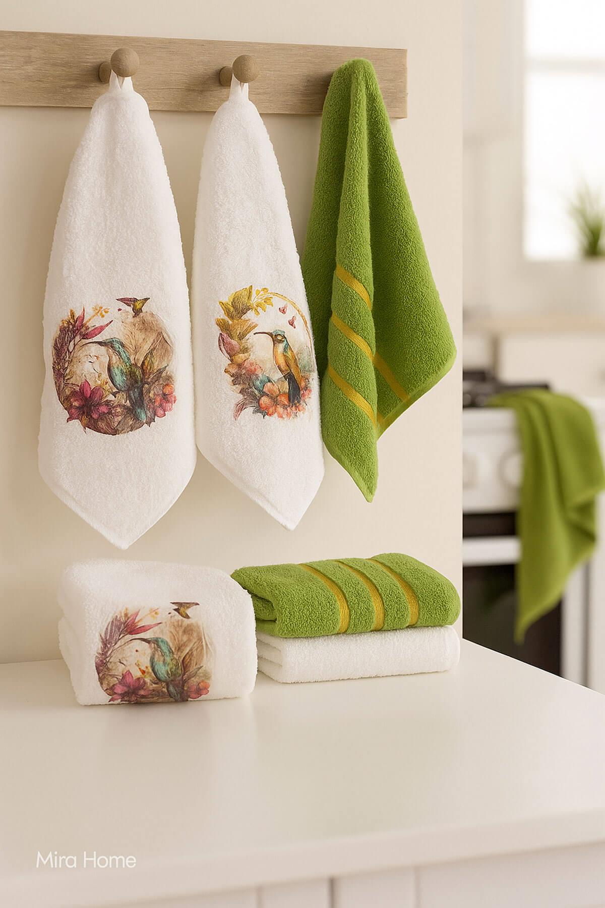 3 lü Kuş Baskılı %100 Pamuklu Mutfak Havlusu 30 x 50 Cm