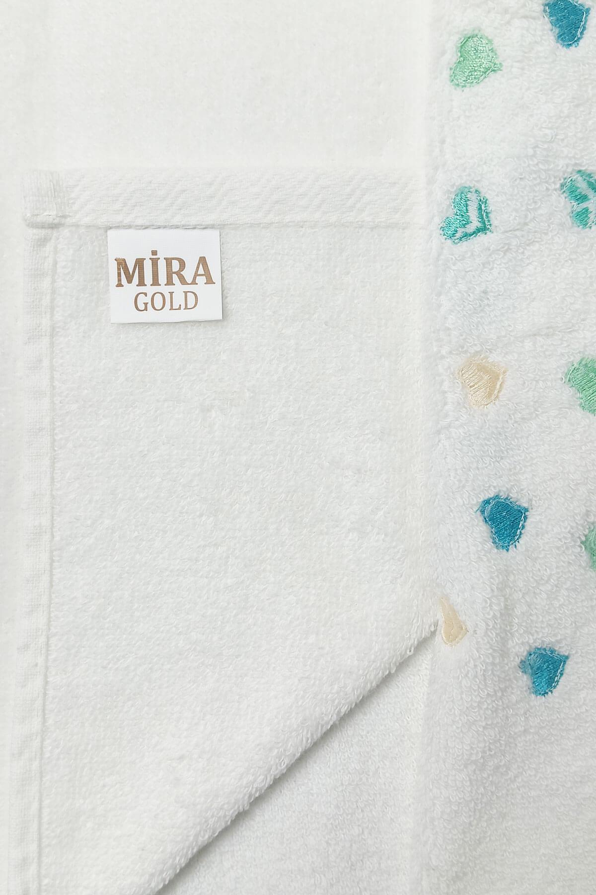 3 Lü Renkli Kalpli Su Taşı Kenar İşlemeli Havlu Seti 50X90 Cm