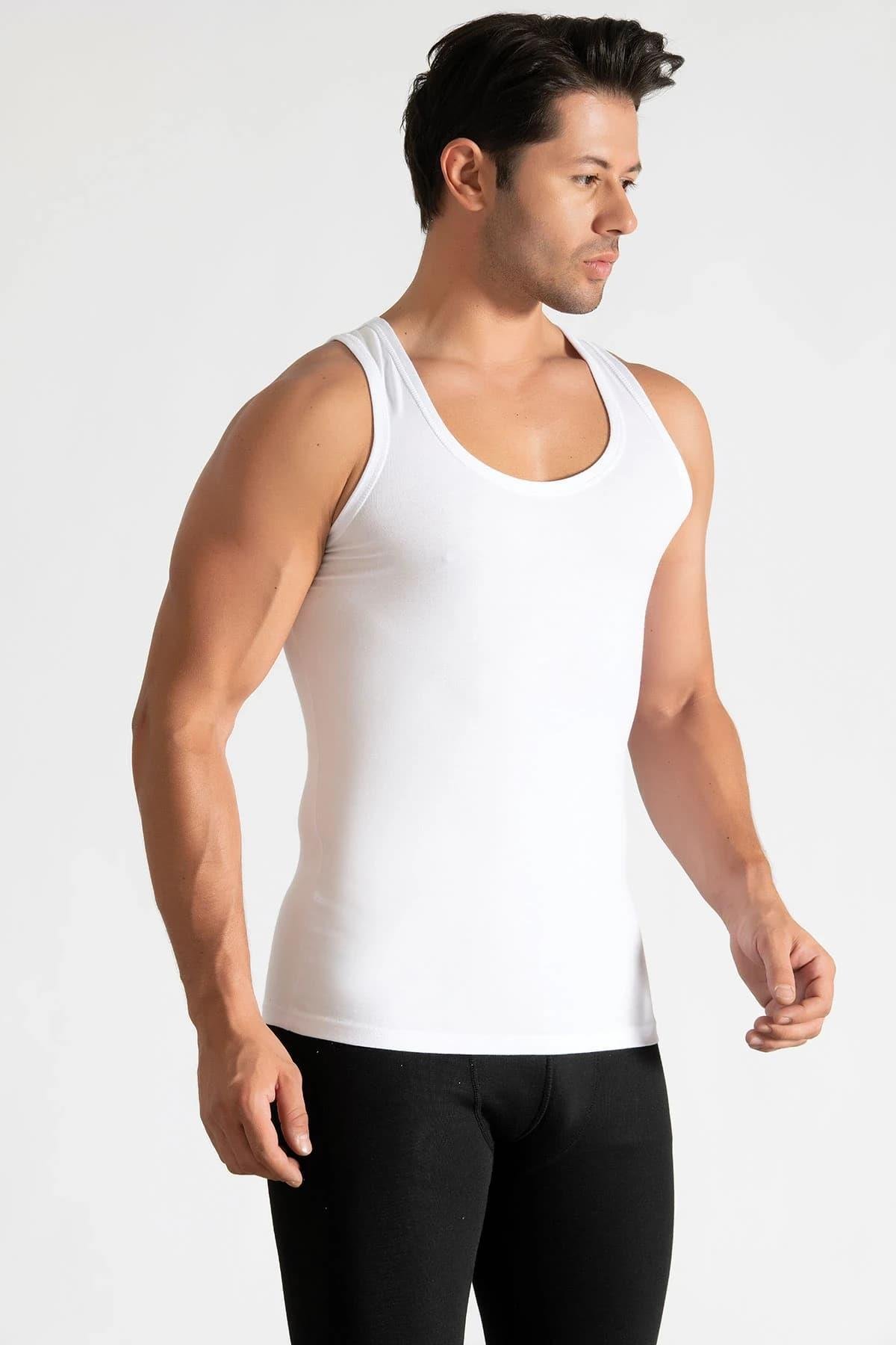 3 lü Tutku Klasik Askılı Erkek Atlet %100 Pamuk Penye Beyaz Atlet