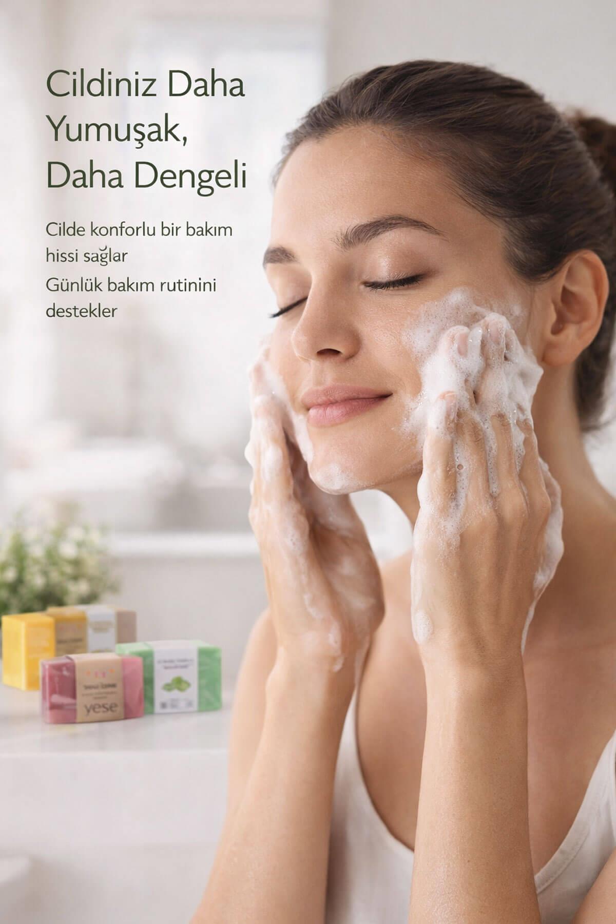 3'lü Doğal Sabun Seti  Maya, Aloe Vera, Gül Özlü - Hassas & Günlük Nazik Bakım Serisi