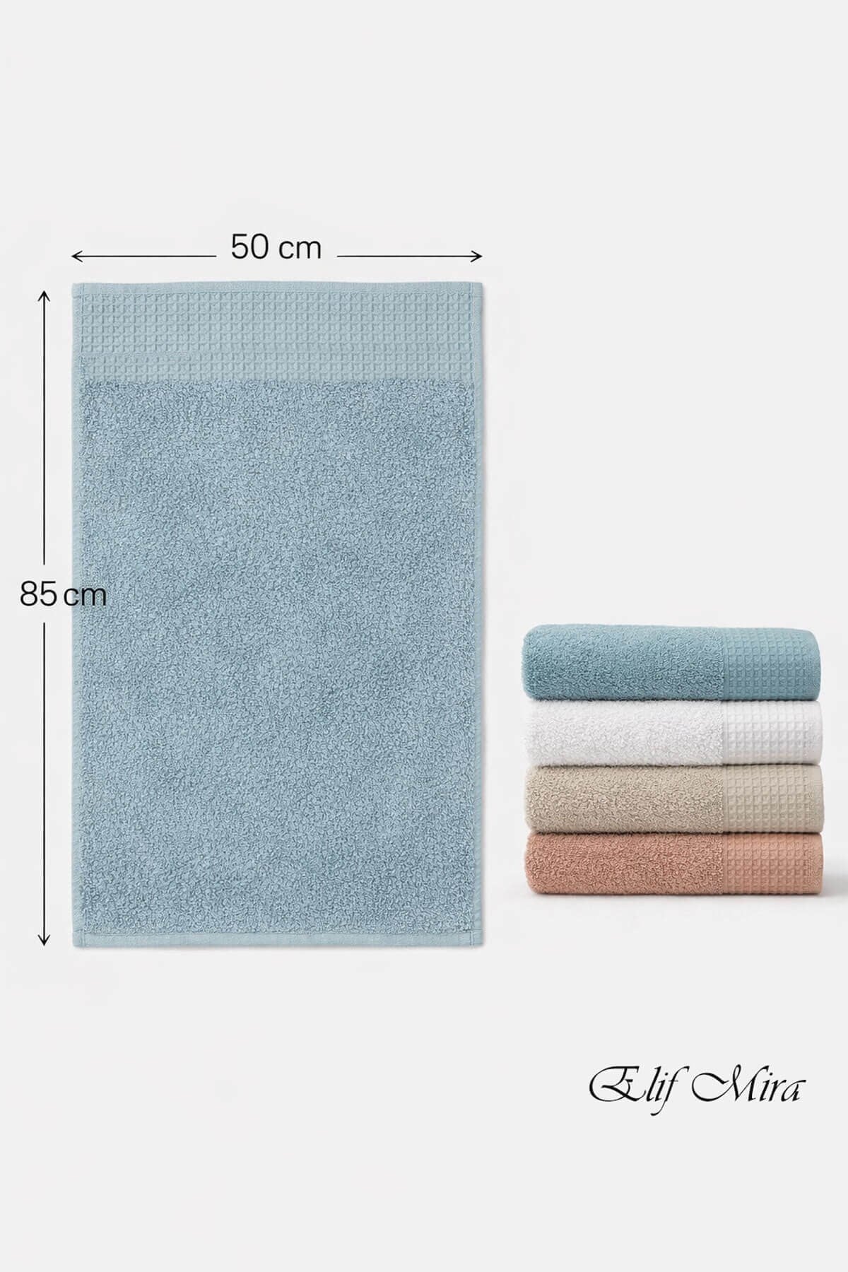 4'lü El Yüz Havlu Seti Pamuklu Waffle Bordürlü Daily Soft 50x85 cm
