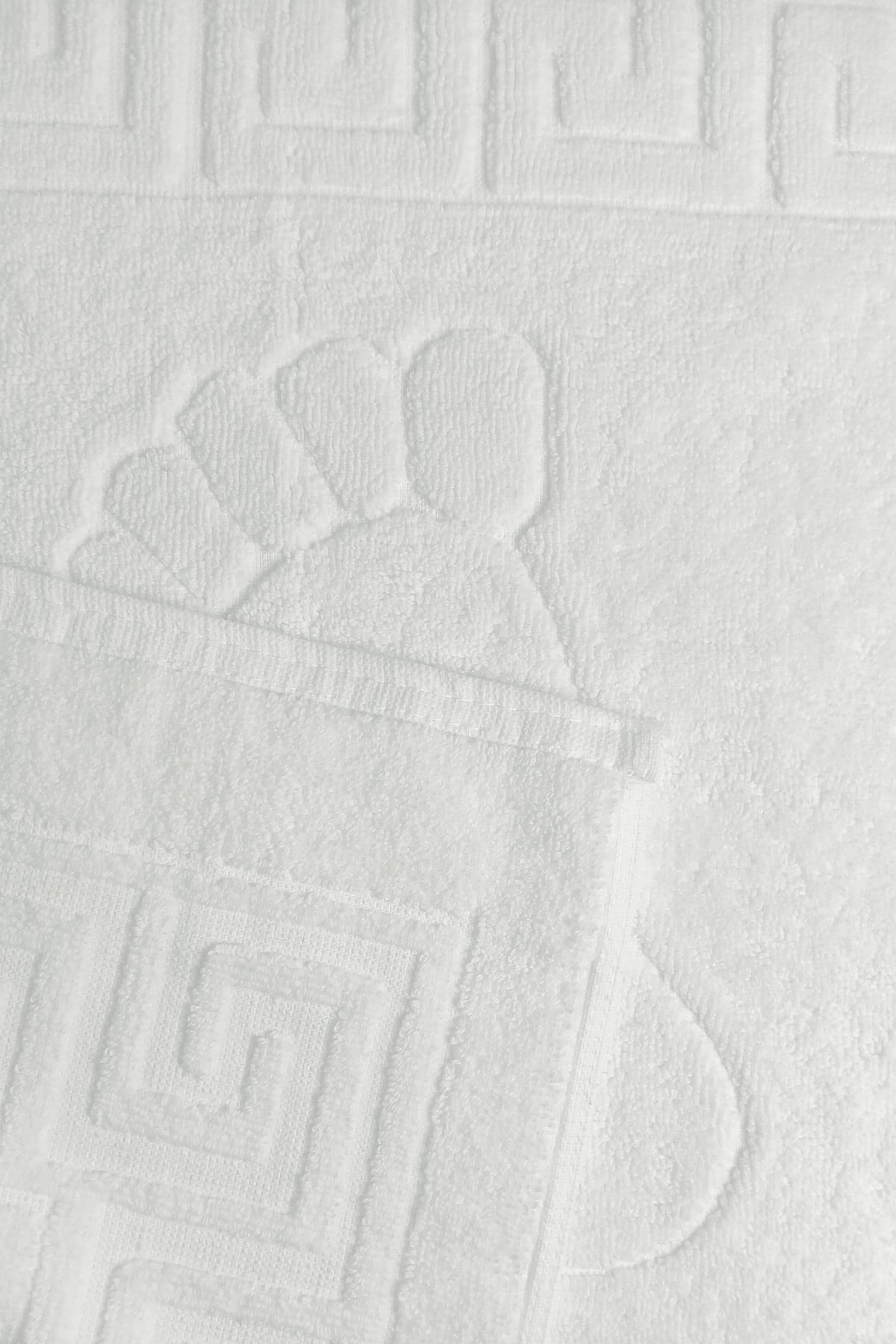 5 li Otel Ayak Havlusu Bukle Ayak İzli 50x70 Cm Beyaz 20/2 Ring 250 Gr